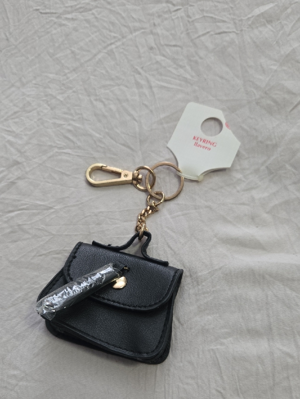 Have Black Mini Purse Key & Card Holder with Gold Hardware